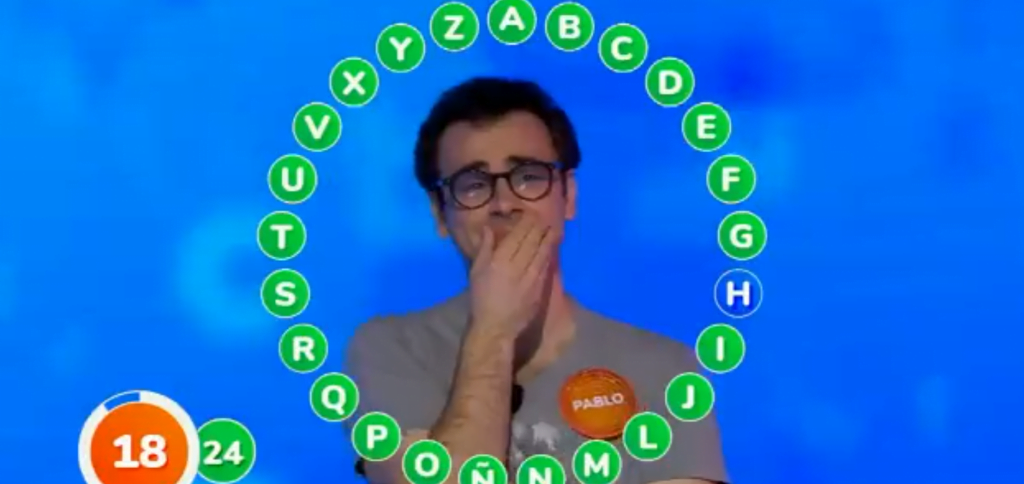 El concursante Pablo Díaz en el rosco final de Pasapalabra