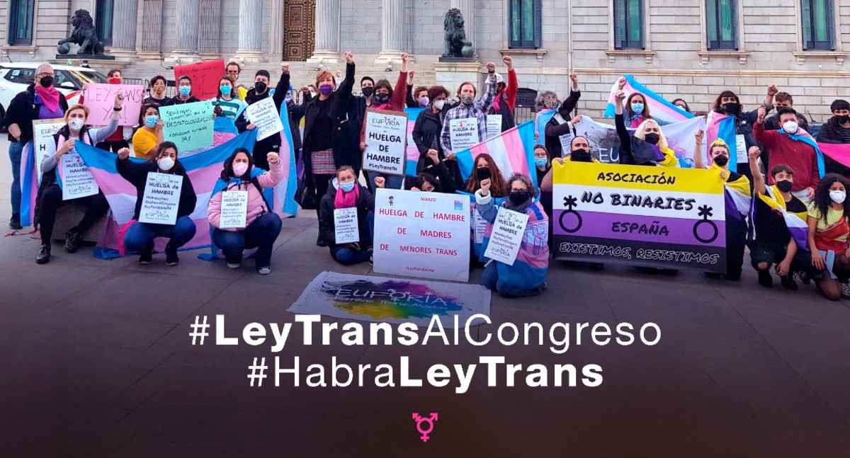 Imagen de las protestas frente al Congreso por la Ley Trans