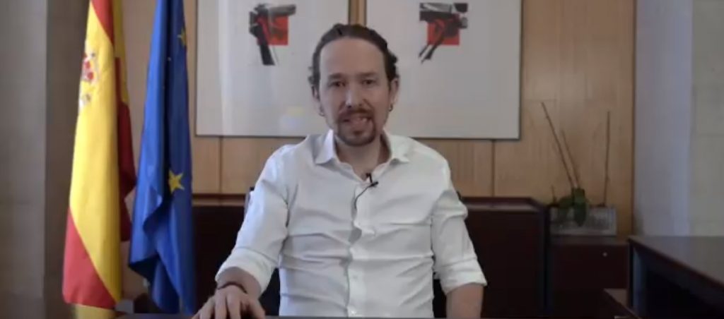 Pablo Iglesias en el comunicado que ha hecho por Twitter