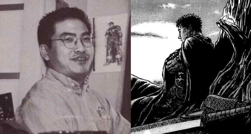 Kentaro Miura y Guts, el protagonista de su obra