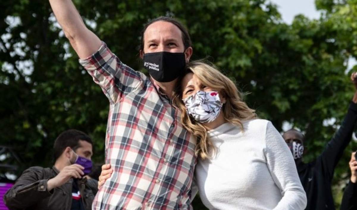 Pablo Iglesias y Yolanda Díaz juntos en un mitin