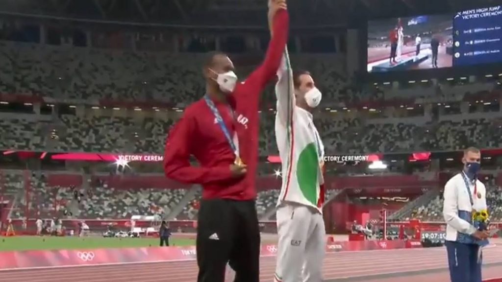Tamberi y Barshim comparten el oro en salto de altura