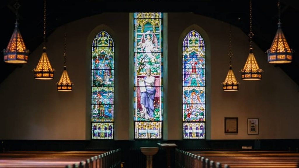 The interior of a church